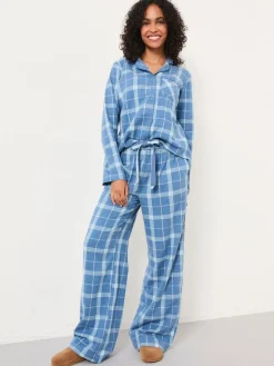 Fat Face FatFace Blue Metallic Check Pyjama Set Clearance