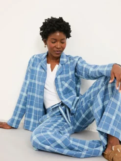 Fat Face FatFace Blue Metallic Check Pyjama Set Clearance