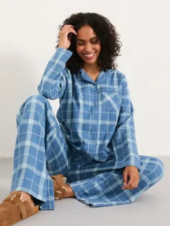 Fat Face FatFace Blue Metallic Check Pyjama Set Clearance