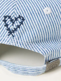 Fat Face FatFace Blue Stripe Heart Embroidered Cap New