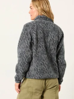 Fat Face FatFace Blue Texture Floral Zip Through Fleece Outlet