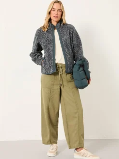 Fat Face FatFace Blue Texture Floral Zip Through Fleece Outlet