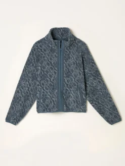 Fat Face FatFace Blue Texture Floral Zip Through Fleece Outlet