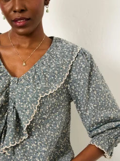 Fat Face FatFace Carly Blouse Blue Ditsy Clearance