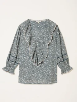 Fat Face FatFace Carly Blouse Blue Ditsy Clearance
