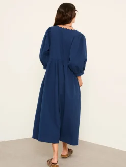 Fat Face FatFace Ceil Indigo Blue Textured Midi Dress Best