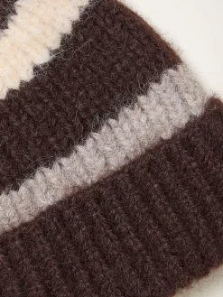 Fat Face FatFace Stripe Beanie Chocolate Brown Discount