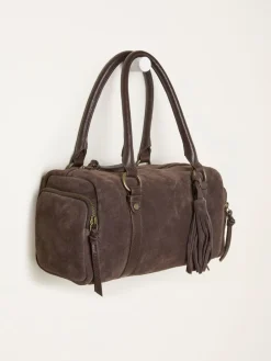 Fat Face FatFace Chocolate Brown Suede Bowling Bag Outlet
