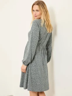 Fat Face FatFace Em Jersey Dress Blue Ditsy New