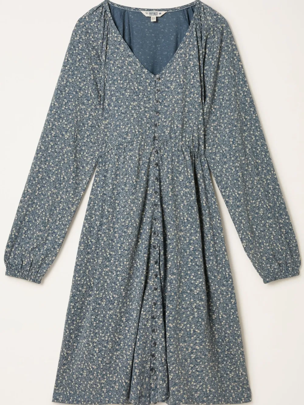 Fat Face FatFace Em Jersey Dress Blue Ditsy New