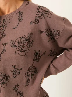 Fat Face FatFace Emily Dusky Purple Embroidered Crew Sweatshirt New