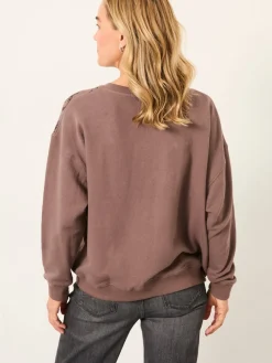 Fat Face FatFace Emily Dusky Purple Embroidered Crew Sweatshirt New