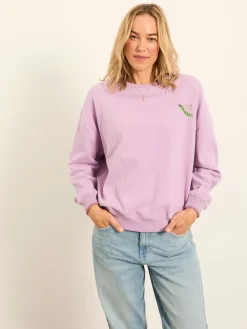 Fat Face FatFace Emily Lilac Purple Sweet Pea Graphic Crew Sweat