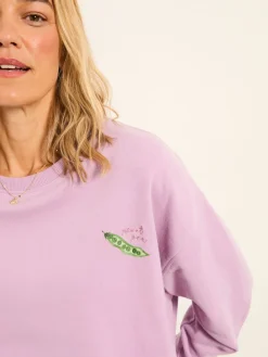 Fat Face FatFace Emily Lilac Purple Sweet Pea Graphic Crew Sweat