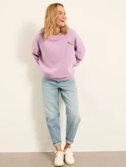 Fat Face FatFace Emily Lilac Purple Sweet Pea Graphic Crew Sweat