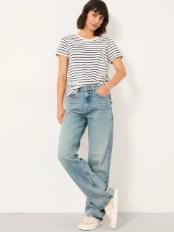 Fat Face FatFace Filby Relaxed Straight Jeans Bleach Wash Denim Online