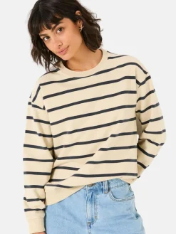 Fat Face FatFace Georgia Crew Sweatshirt Ivory Stripe Outlet