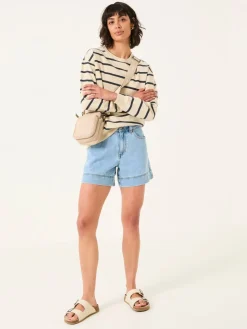 Fat Face FatFace Georgia Crew Sweatshirt Ivory Stripe Outlet