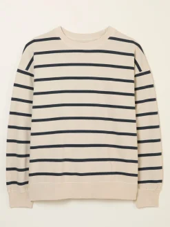 Fat Face FatFace Georgia Crew Sweatshirt Ivory Stripe Outlet