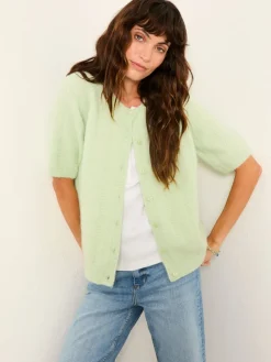 Fat Face FatFace Georgina Knitted Fluffy Cardigan Mint Green Best