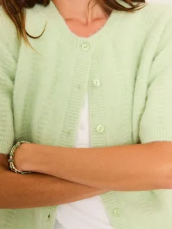 Fat Face FatFace Georgina Knitted Fluffy Cardigan Mint Green Best