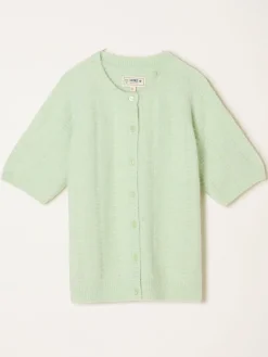 Fat Face FatFace Georgina Knitted Fluffy Cardigan Mint Green Best