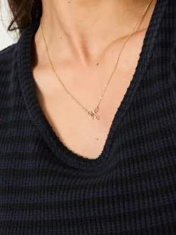 Fat Face FatFace Gold Tone Bow Pendant Necklace New