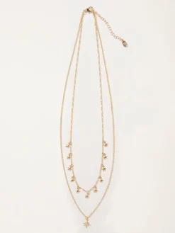 Fat Face FatFace Gold Tone Star Layered Necklace New
