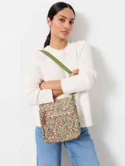 Fat Face FatFace Green Ditsy Ditsy Floral Canvas Crossbody Bag Outlet
