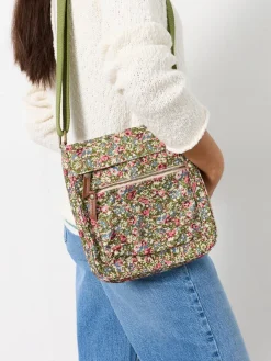 Fat Face FatFace Green Ditsy Ditsy Floral Canvas Crossbody Bag Outlet
