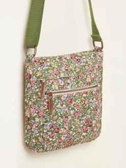 Fat Face FatFace Green Ditsy Ditsy Floral Canvas Crossbody Bag Outlet
