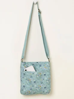 Fat Face FatFace Green Haze Floral Canvas Crossbody Bag New
