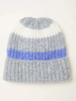 Fat Face FatFace Stripe Beanie Grey