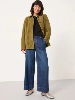 Fat Face FatFace Hove Wide Leg Crop Jeans Denim Dark Blue Clearance