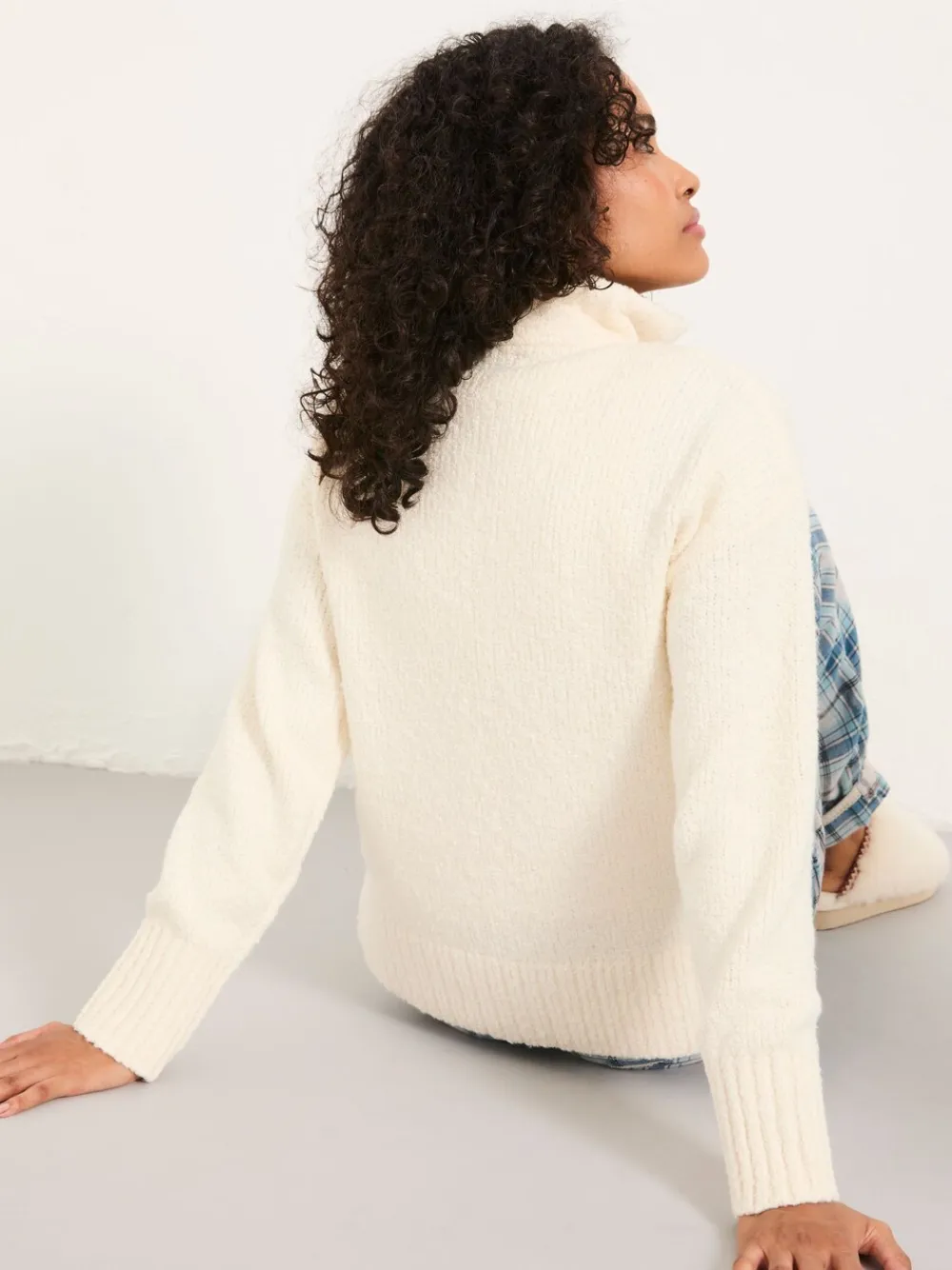 Fat Face FatFace Ivory Knitted Lounge Half Neck Jumper Online