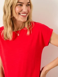 Fat Face FatFace Ivy Red Round Neck T-Shirt Clearance