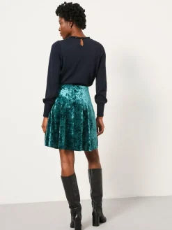 Fat Face FatFace Jess Skirt Teal Blue Velvet New
