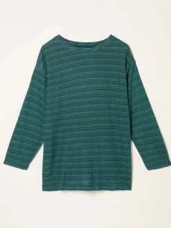 Fat Face FatFace Jodie Long Sleeve Sparkle Top Teal Blue Outlet