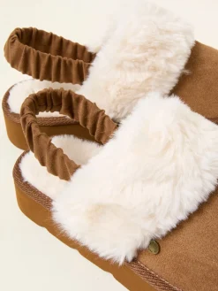 Fat Face FatFace Josie Tan Brown Back Strap Mule New