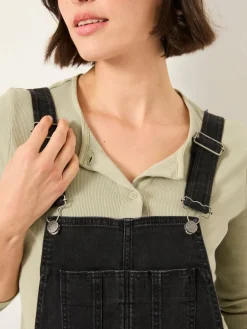 Fat Face FatFace Lewes Dungarees Washed Black Discount