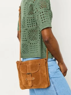 Fat Face FatFace Libby Suede Crossbody Bag Tan Brown Sale