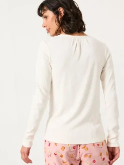 Fat Face FatFace Lila Pointelle Henley Top Ivory Best