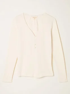 Fat Face FatFace Lila Pointelle Henley Top Ivory Best