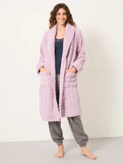 Fat Face FatFace Cosy Textured Dressing Gown Lilac Purple New
