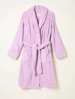 Fat Face FatFace Cosy Textured Dressing Gown Lilac Purple New