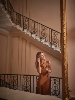 Fat Face FatFace Liza Bronze Cowl Neck Maxi Dress New