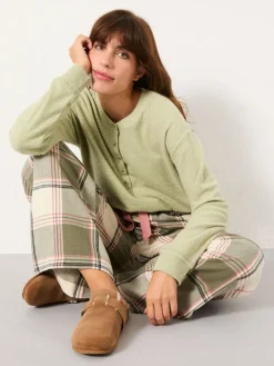 Fat Face FatFace Lola Green Check Pyjama Bottoms Online