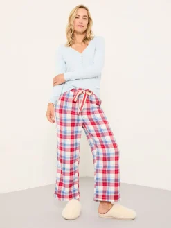Fat Face FatFace Lola Red Multi Check Pyjama Bottoms Clearance