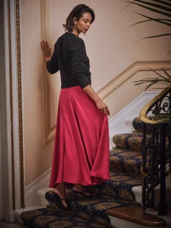 Fat Face FatFace Malia Red Jacquard Midi Skirt Outlet