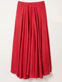 Fat Face FatFace Malia Red Jacquard Midi Skirt Outlet